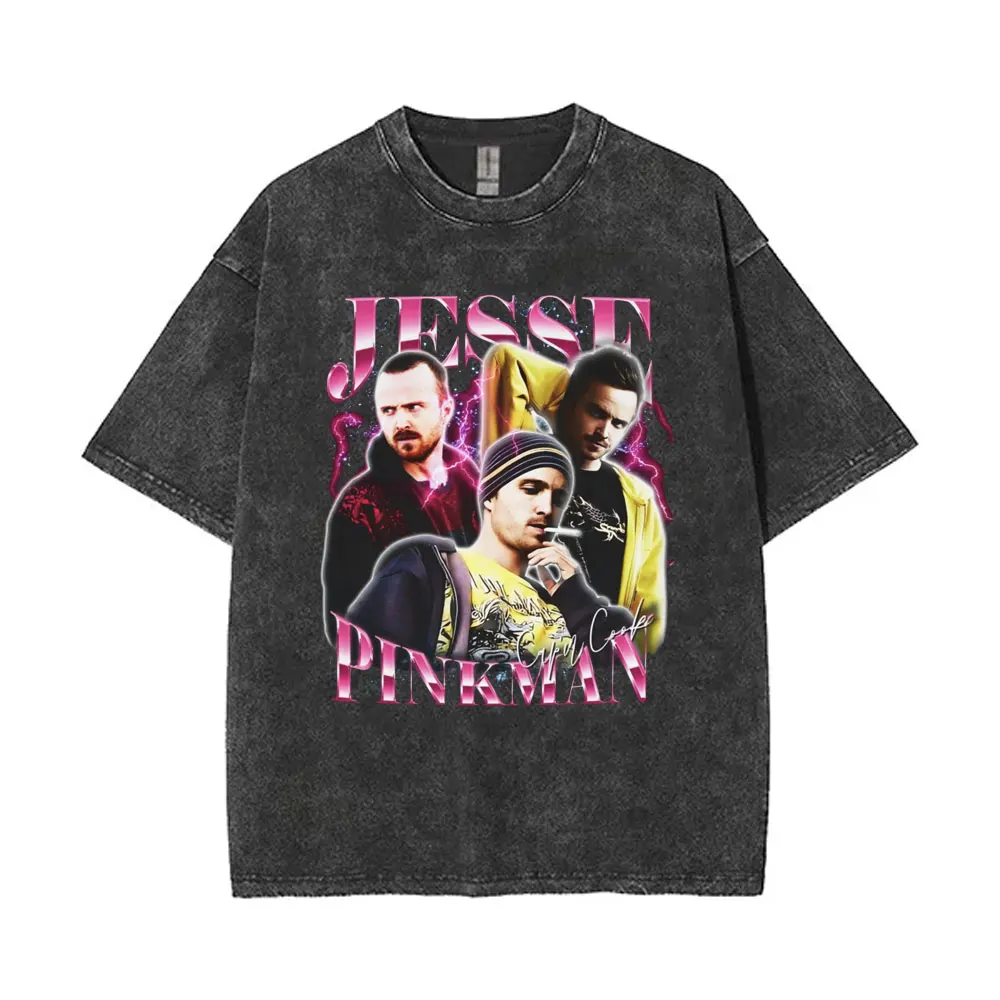 Washed Vintage TV Show Fan Breaking Bad Walter White Heisenberg Cat Funny Meme T-shirts Men's Women Cotton Oversized T Shirts