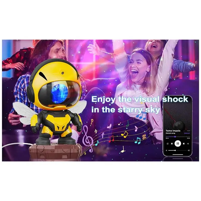 DT17 Bee Astronaut Starry Night Light Projector, for Galaxy LED Lamp with Remote Timer for Kids Room Decor