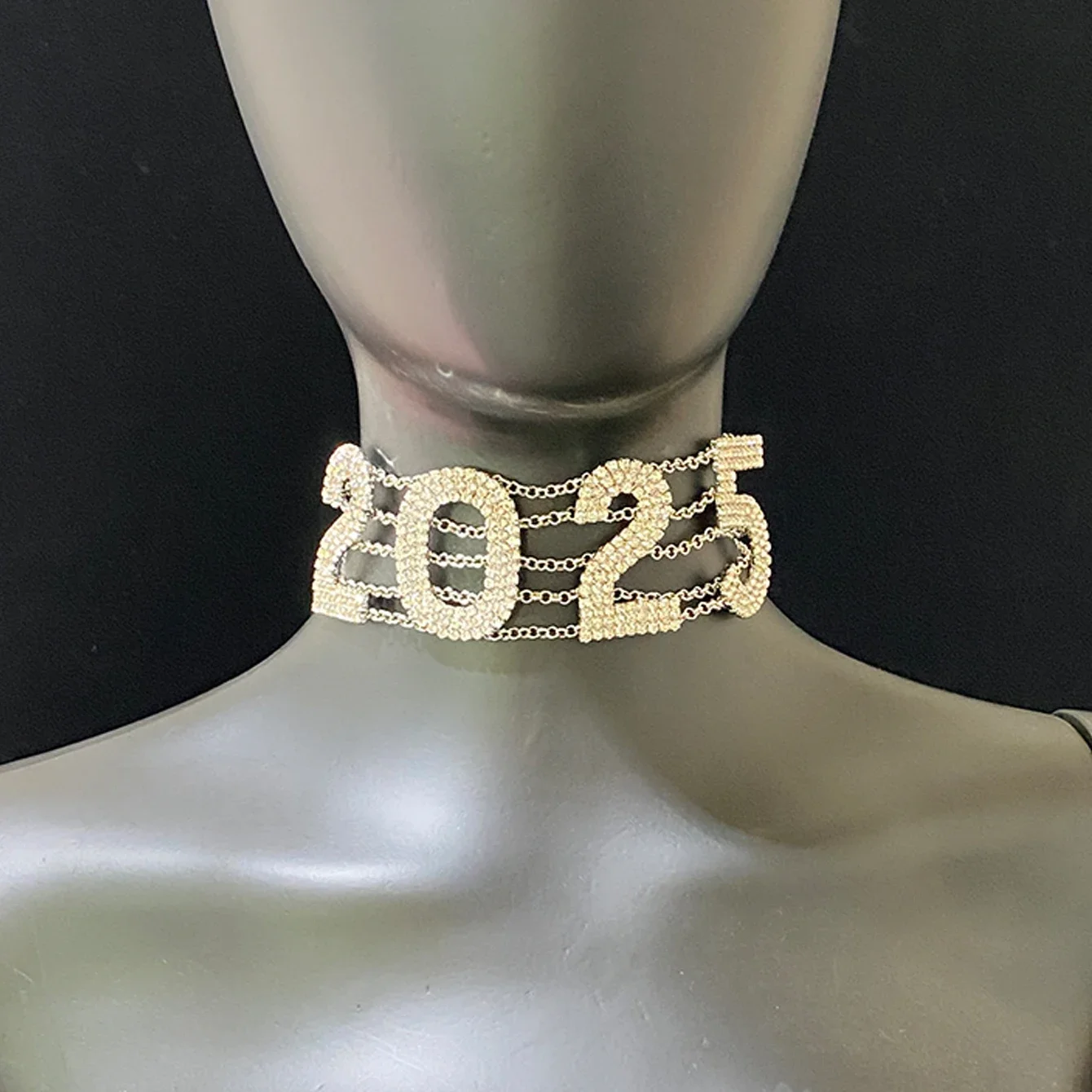 1pc 2025 New Year Short Necklace Neck Tie Necklace Exaggerated Digital Fashion Women's Festival Party