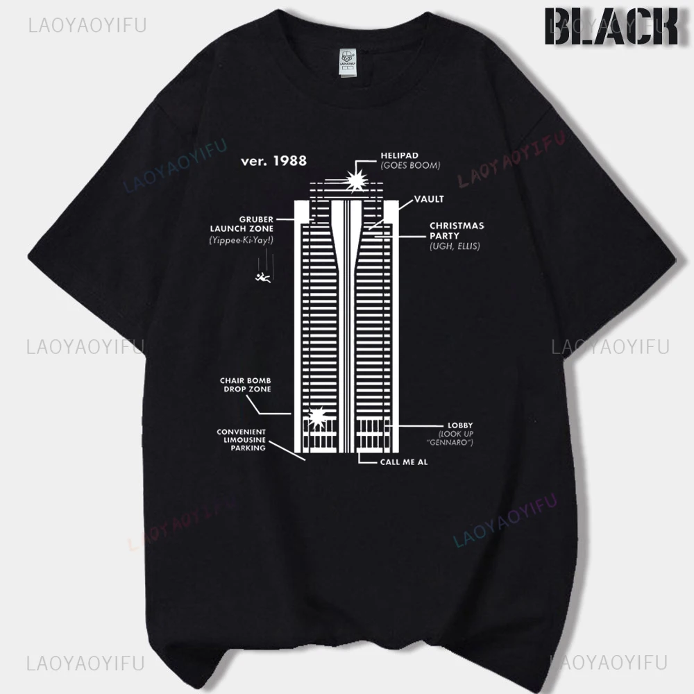 Die Hard Christmas Vintage Movie Nakatomi Plaza Printed T-shirt Woman Man High Quality Cotton Tshirts Merry Christmas Shirt Tops