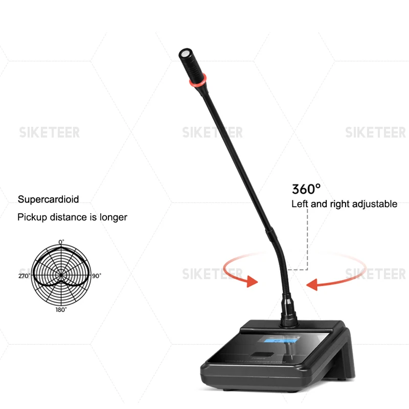 Professional UHF wireless 8-channel gooseneck microphone for lectures, teaching, conference rooms, wireless microphones