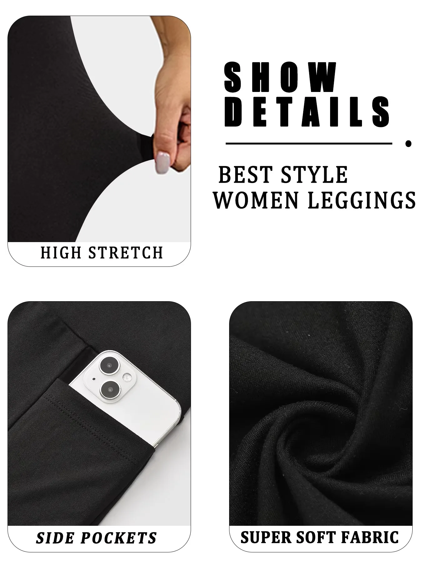 Women's Super Soft Pocket Leggings High Waisted Tummy Control Workout Yoga Running Athletic Push Up Gym Fitness Leggings