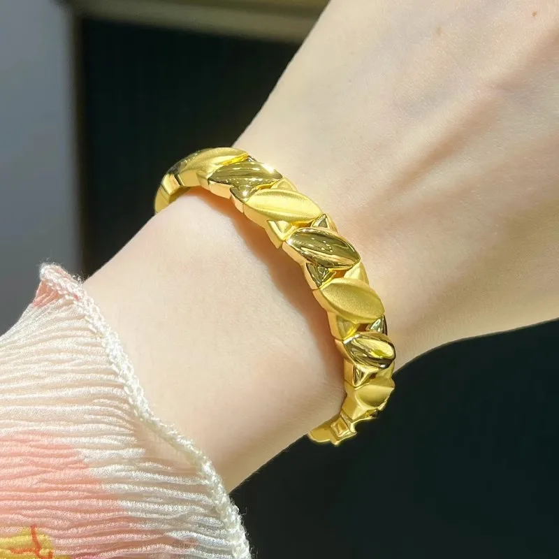 

9999 24K real gold new non-cyanide yellow gold cross bracelet bracelet senior sense women's fashion hand accessories