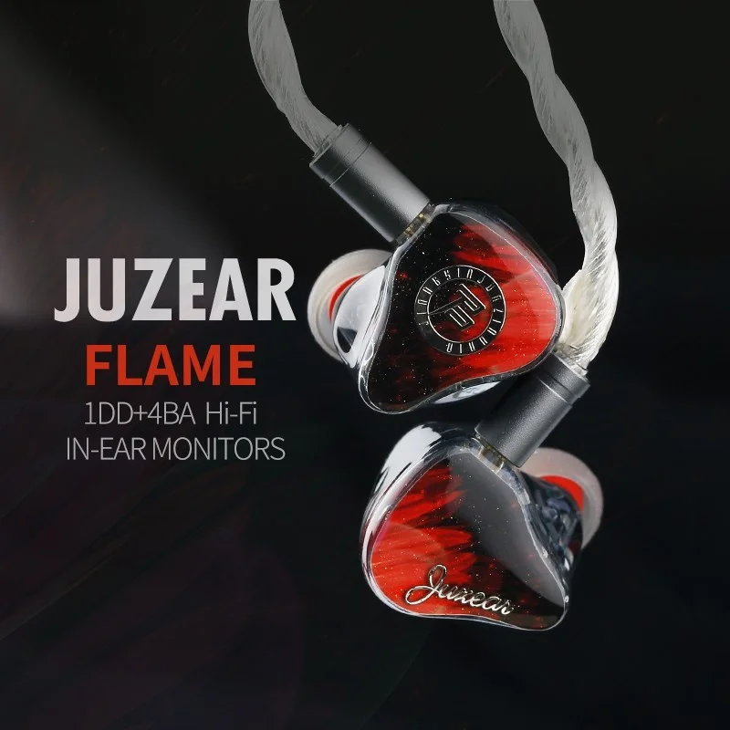 JUZEAR FLAME 1DD+4BA In Ear Earphone Monitor Headphone with Detachable Cable IEM Earphone HiFi Stereo Wired Earbuds