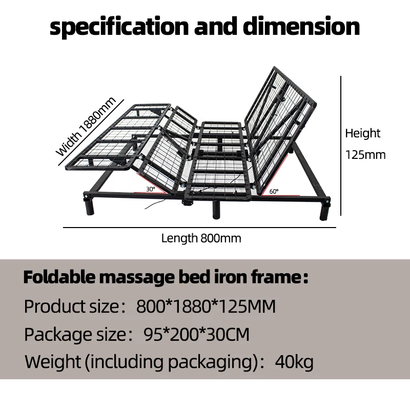 Factory Customization Black Metal Iron Intelligent Lifting Bed Base Modern Bedroom Furniture Smart Electric Adjustable Bed Frame