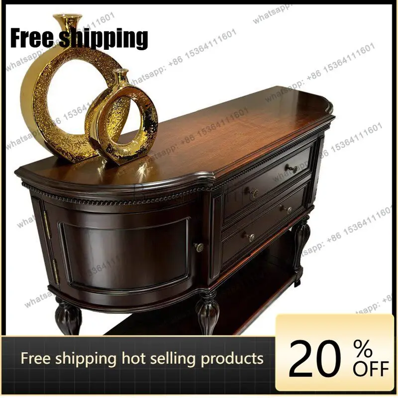 

XX American rural retro solid wood porch cabinet Entry Xuan semicircle wall integrated locker