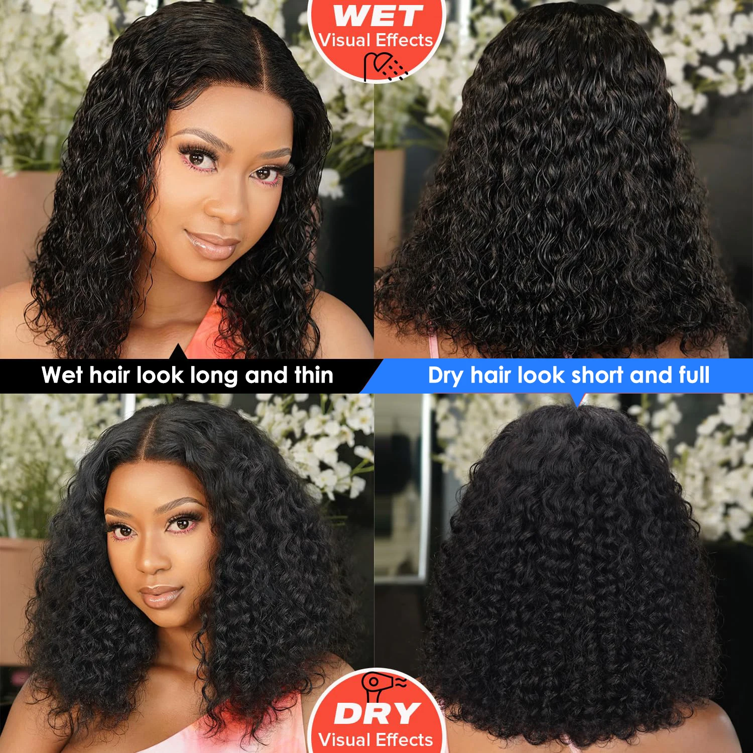 عميق مجعد موجة قصيرة بوب الباروكات الشعر البشري 13x4 مجعد بوب الدانتيل شعر مستعار أمامي 200 الكثافة موجة المياه قصيرة البرازيلي خصلات الشعر المستعار الإنسان