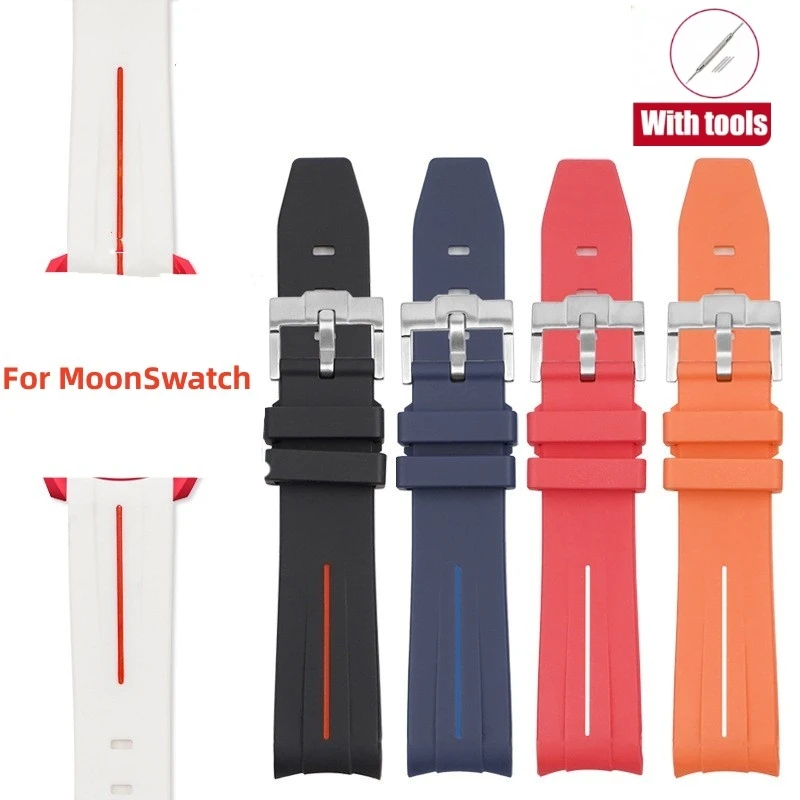 

Watch Band for Omega X Swatch Joint MoonSwatch Speedmaster Curved End Rubber Silicone Strap Women Men Soft Sport Bracelet 20mm