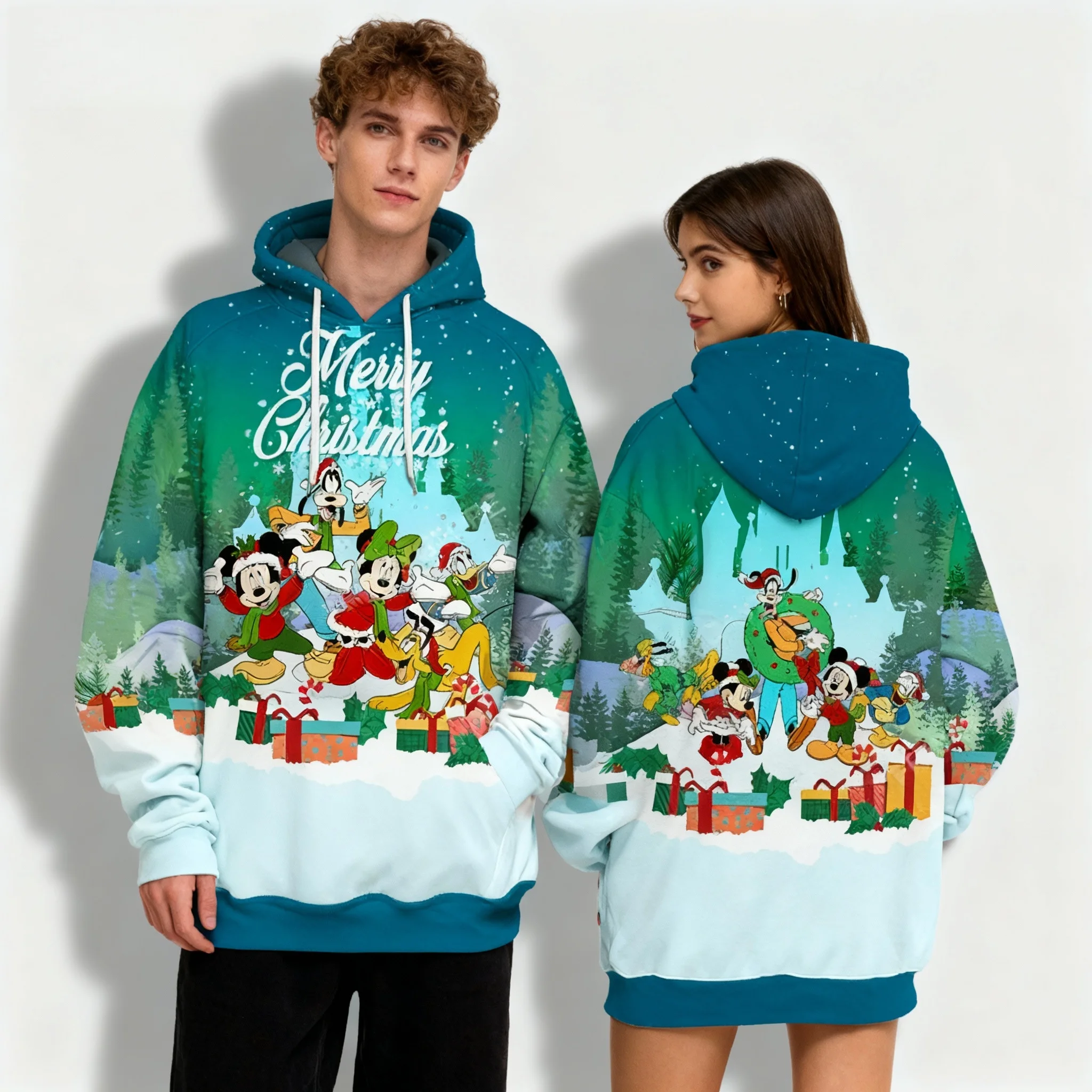 Disney 100th Anniversary Edition Sweet Cool Street Autunno/Inverno Felpa con cappuccio Cappotto oversize da donna per adulti e bambini