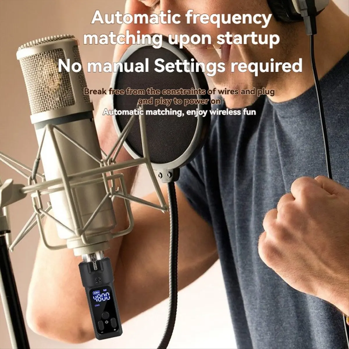 HowAA87 Microphone Wired to Wireless Converter Transmitter Receiver System for Condenser Microphone Guitar Audio Mixer Condenser