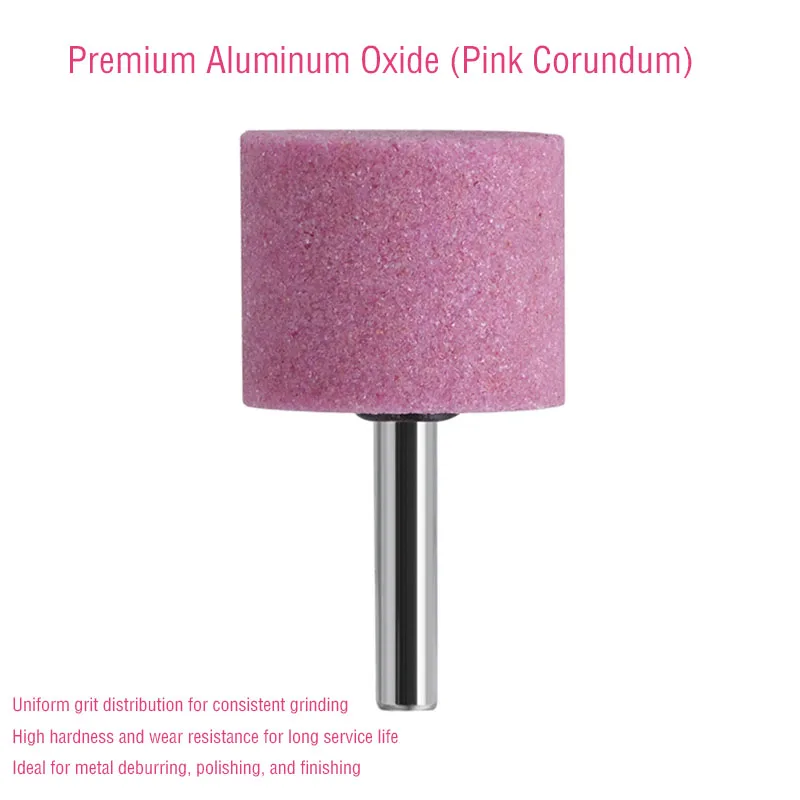 6mm Shank Aluminum Oxide Grinding Heads  Pink Corundum Mounted Points for Metal Deburring  Polishing & Finishing Uniform Grit
