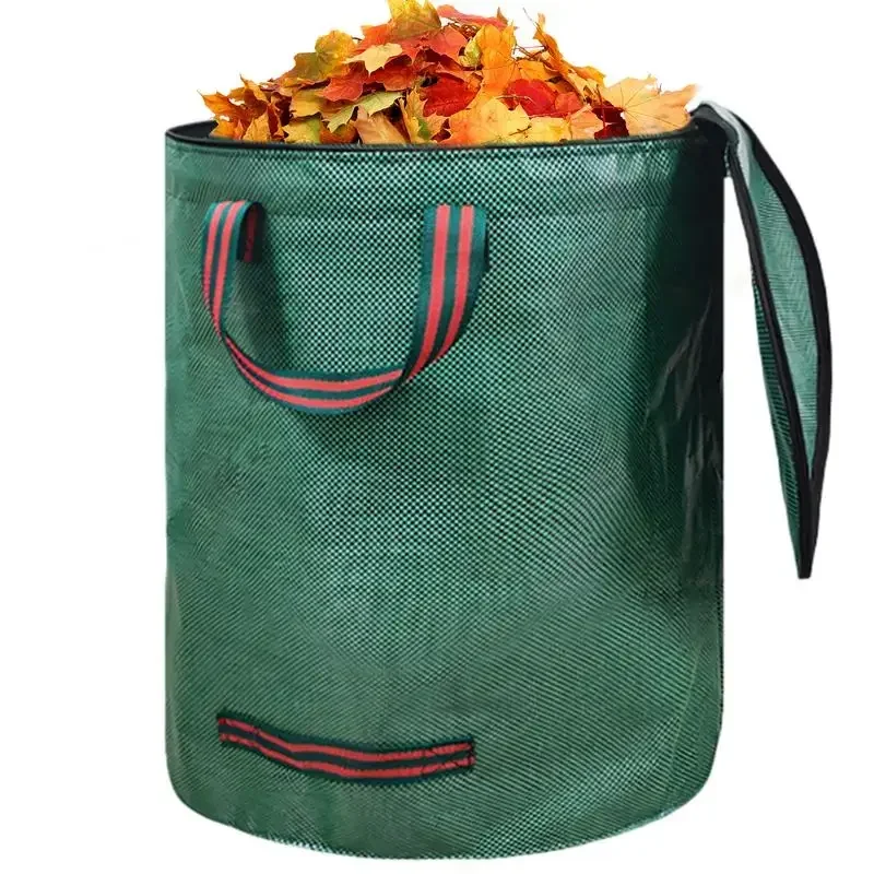 Plastic Yard Leaves Bags Reusable Leaves Waste Bags Large Capacity Waterproof Patio Bag With Handles For Lawn Garden Waste