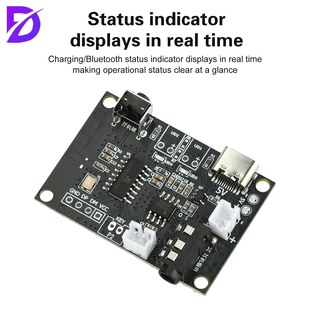 DC 5V 5W Bluetooth Amplifier Board Mono Mini Audio Module Type-C Connector for Car Navigation, Mini Audio System