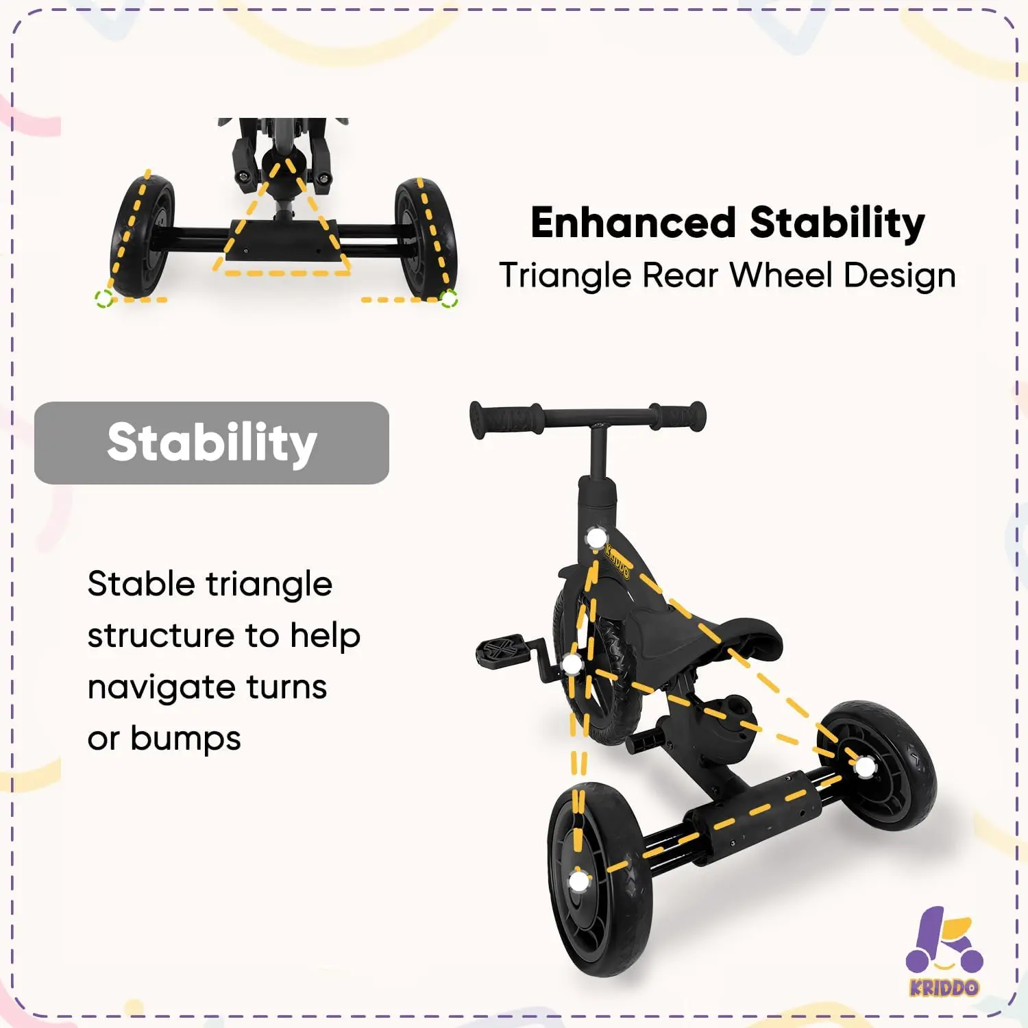 4-in-1 Kids Tricycle for 1.5 to 3 Yea Old with Parent Steering Push Handle, 12 Inch Front Wheel Trike, Toddler Balance Bike for