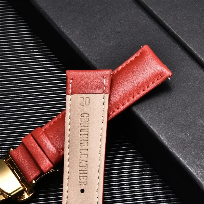 New Leather Watch Straps 18mm 20mm 22mm 24mm with Stainless Steel Butterfly Buckle Watch Accessories Casual Watchbands