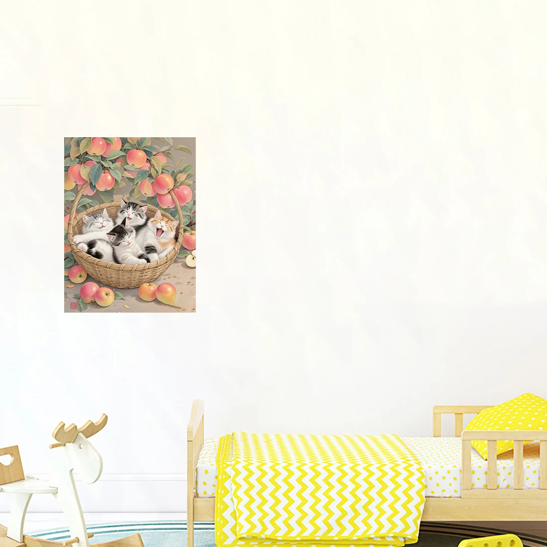 Three Ratels QHH170 Cute cats playing under trees  cartoon animal wall stickers for home decoration self-adhesive