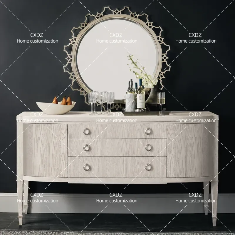 High End Custom Classical Light Luxury Restaurant Side Cabinet Sideboard Wine Storage Cabinet Furniture