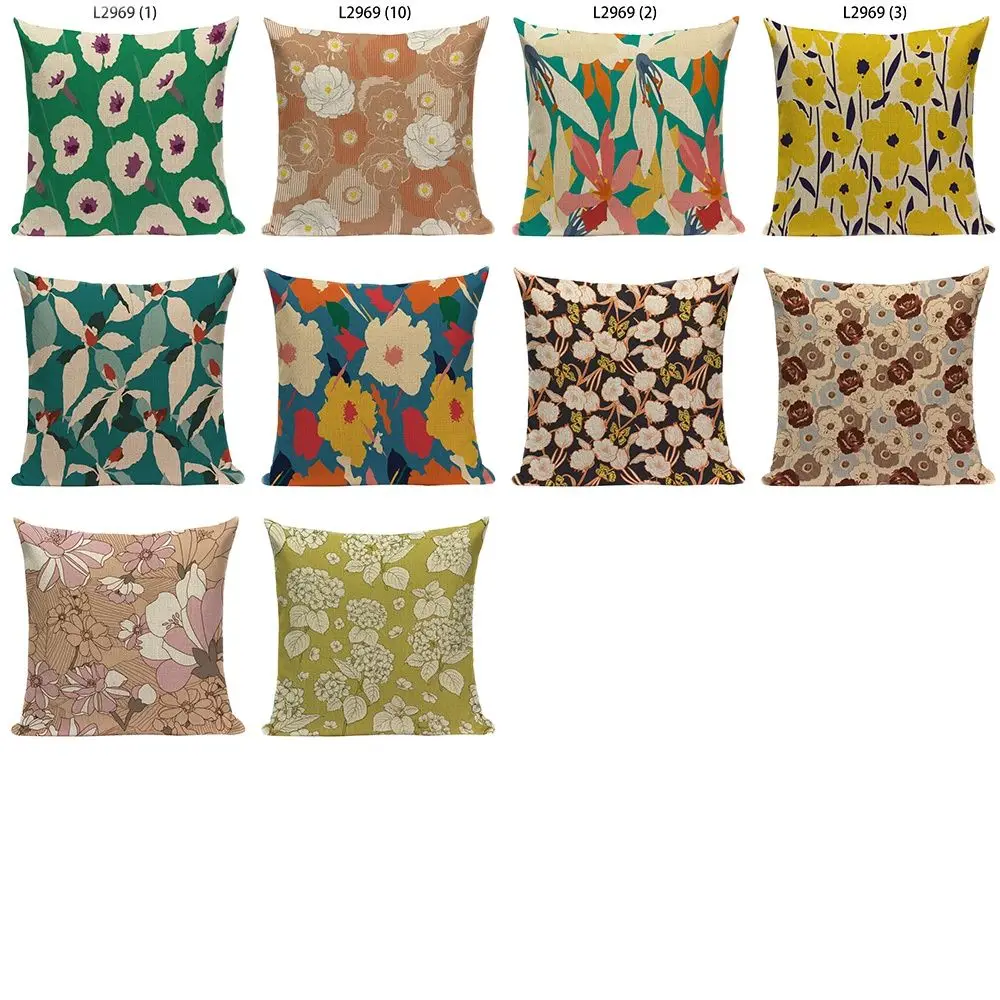 45x45cmCartoon Flower Pillowcase Plant Print Throw Cushion Pillow Cover Printing Cushion Pillow Case Bedroom Office Car Supplies