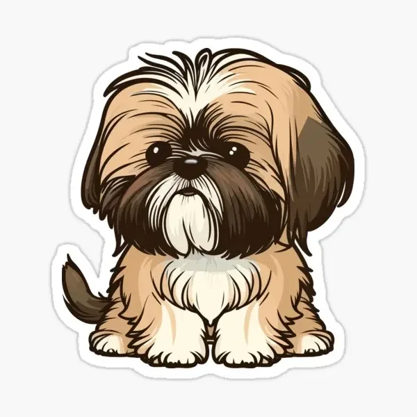 Shih Tzu Huisdieren Hond Schattige Catoon Sticker Voor Laptop Camper Off-Road Auto Muur Deur Tafel Koelkast Fietshelm Sticker Aanpasbaar