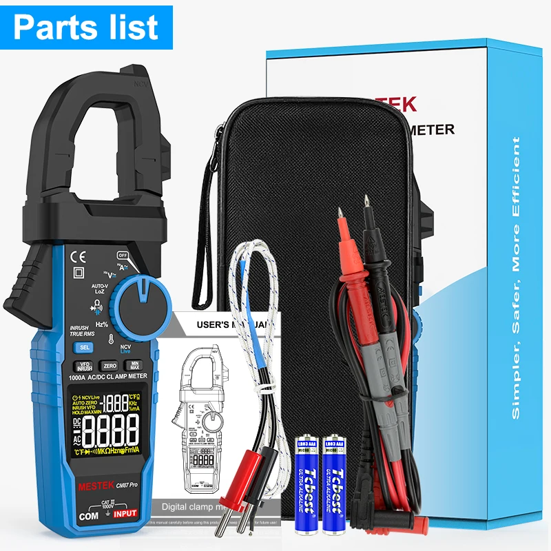 

CM87-Pro Clamp Meter Multimeter AC/DC Voltage Current 10000 Counts Ammeter Voltmeter NCV Resistance Capacitor Tool electrician