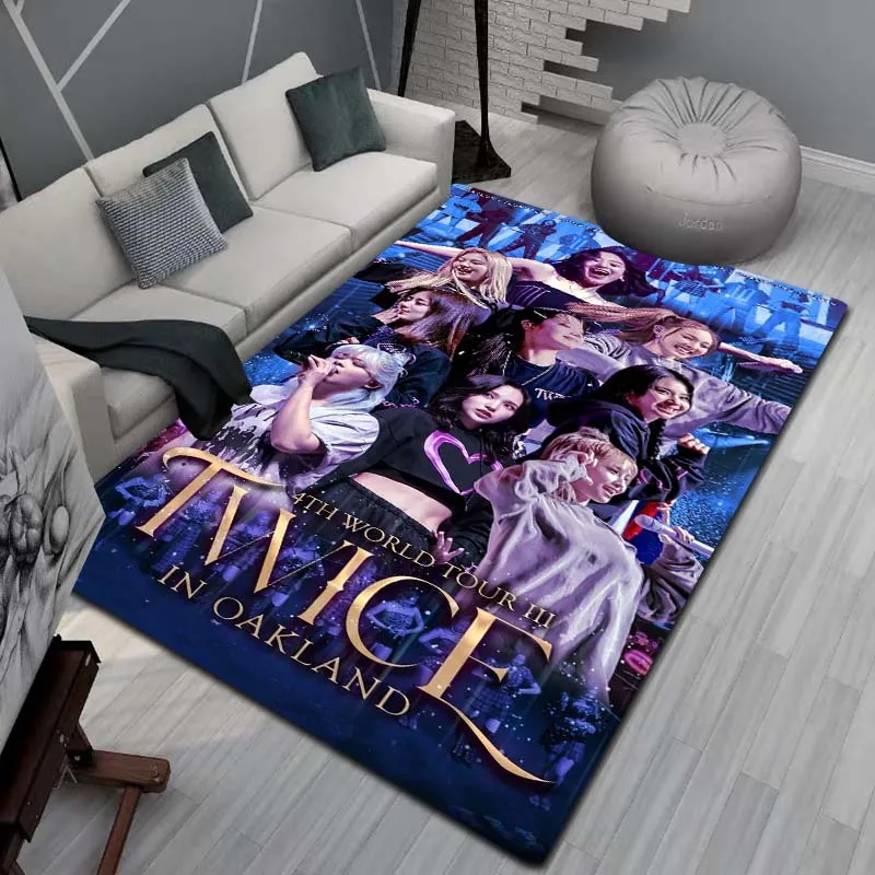 Fashion female celebrity T-TWICE printed carpet living room bedroom carpet bathroom kitchen entrance non slip carpet corridor