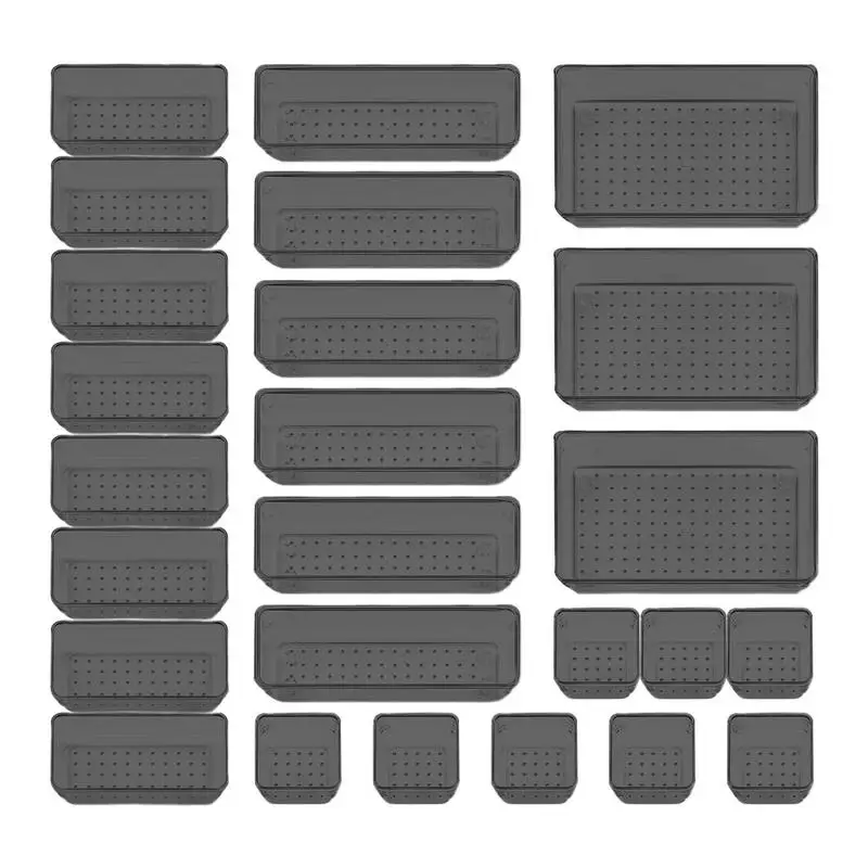 

Drawer Organizer Set 25Pcs Drawer Organizers Drawer Organizers Non-Slip Storage Bins For Gadgets Makeup Jewelries Cosmetics