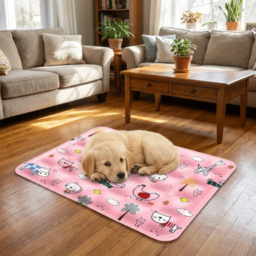 Cartoon Pet Cooling Mat Non-Slip Anti Bite Pet Ice Cushion Self Added Water Moisture-proof Dog Cold Bed Mat for Small Dogs
