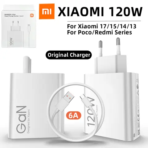 Original Official XIAOMI Charger 120W Redmi K100 Turbo Hyper Chargers Adapter Xiaomi 17 Ultra 14 Pro 15 Poco F7 X8 Pro Tablets