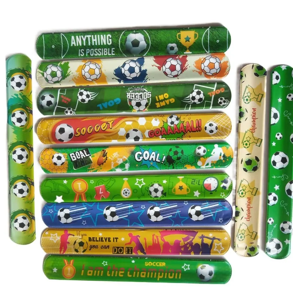 12PCS Hand Ring Football Papa Circle Snap Wrap Decoration Snap Bracelets Wristband Favor Bracelet Football Clap Circle Birthday