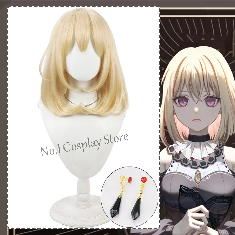 Anime BanG Dream Uika Misumi Costume Cosplay Parrucca Capelli corti biondi chiari Resistente al calore Clip per orecchio da donna Accessorio per Halloween