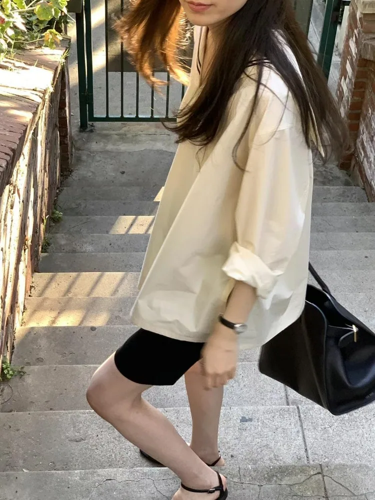 Dongdaemun – haut amincissant polyvalent pour femmes, coupe ample, col naval irt, pour les déplacements, Version coréenne, Long Sve, printemps 2024