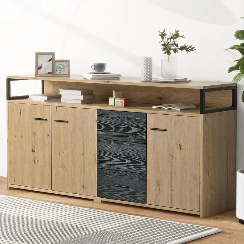 for Modern Simple 3 Doors 3 Pumps Wooden Cutlery Cabinet Locker Cabinet Living Room Cabinet