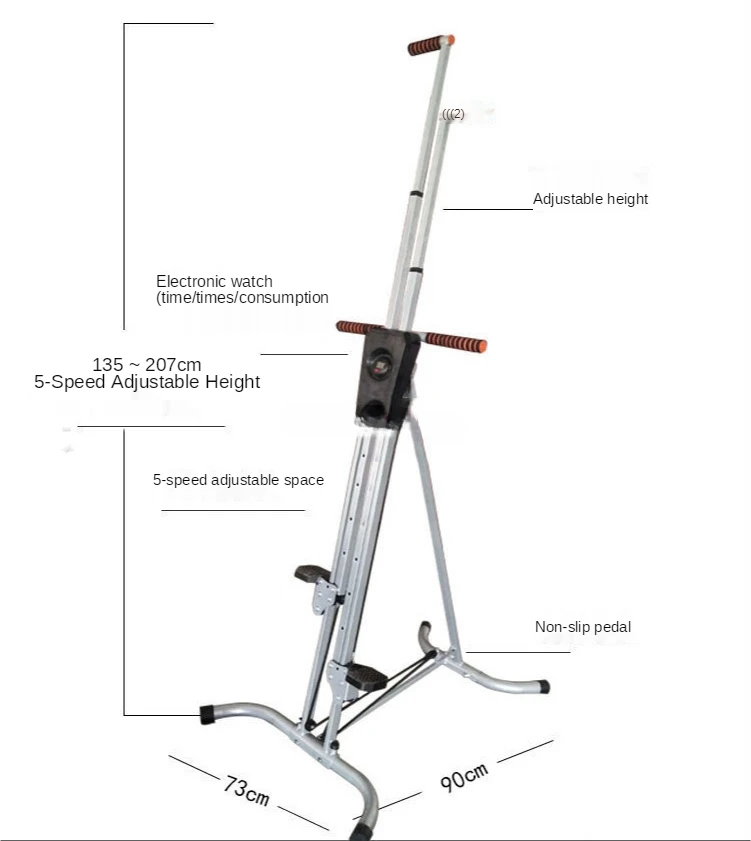 Attrezzatura per macchina per arrampicata fitness pieghevole passo-passo per scalatore Stepper accurato per regolazione a 5 marce del contatore