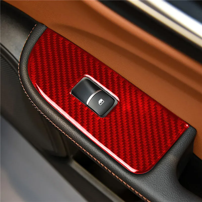 

4pcs Carbon Fiber Sticker Car Window Switch Panel Trim Cover For Alfa Romeo Giulia 952 Stelvio 949 2017-2019 Accessories