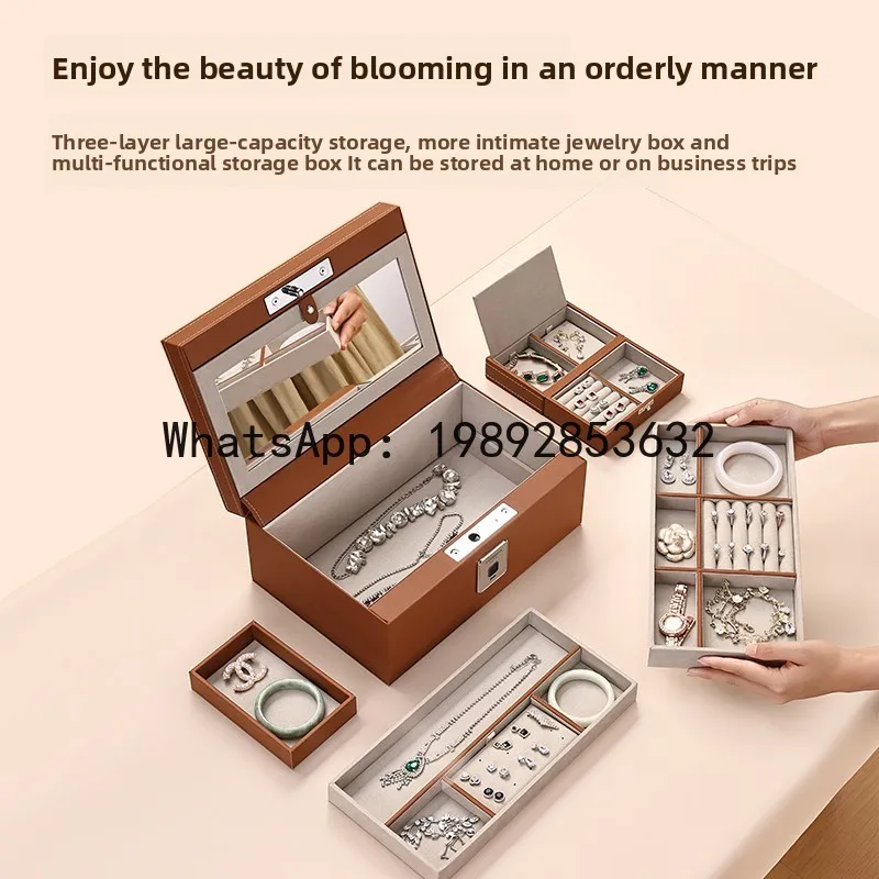 jewelry box safe, jewelry gold storage box special fingerprint unlock anti-theft safe home