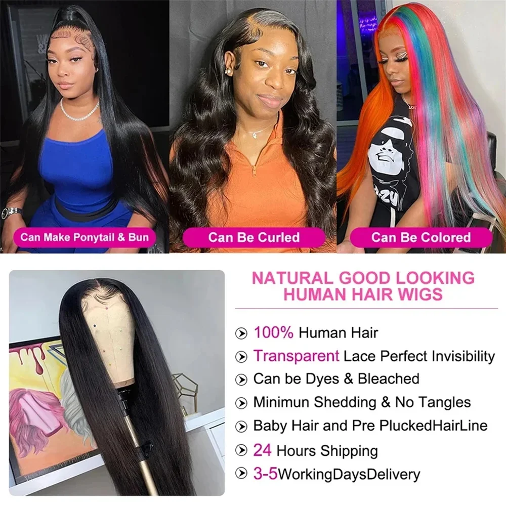 Nadine 13x6 13x4 30 34 Inch Lace Frontal Wig Brazilian Bone Straight Lace Front Wigs For Black Women Human Hair Pre Plucked