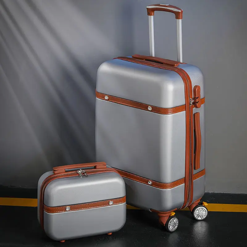 Set di valigie avvolgibili Set di valigie da viaggio con lucchetto a combinazione di moda per donna borsa cosmetica universale Set di valigie Trolley retrò da 2 pezzi