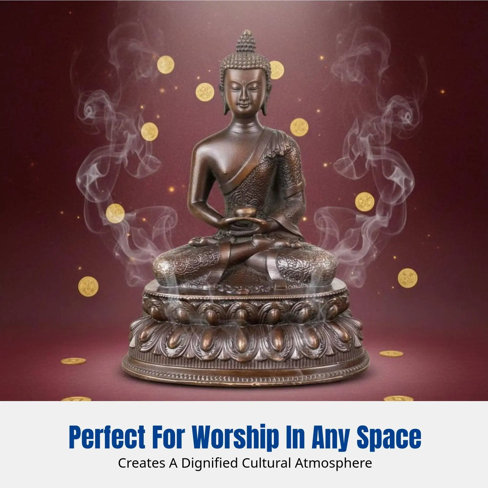 Buddhist Supplies Buddha Statue for Altar Decor Durable Alloy Antique Bronze Finish Art Piece