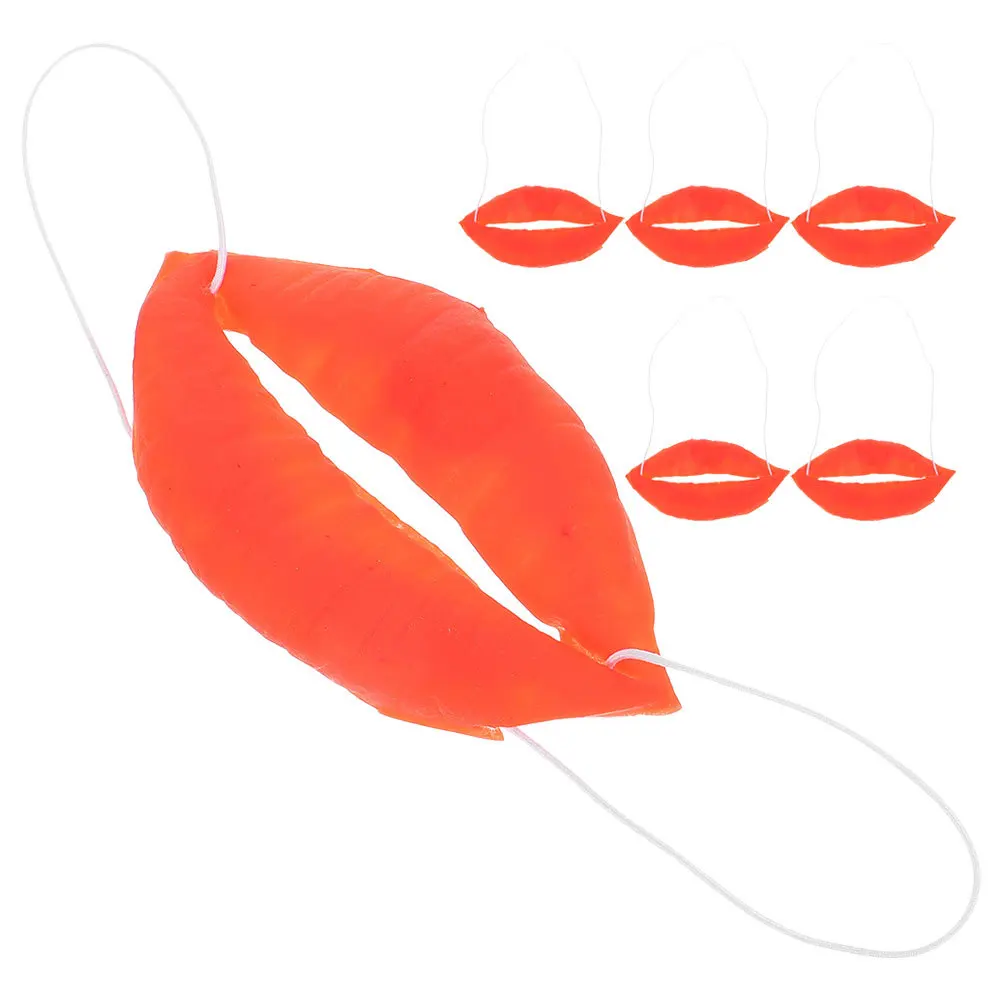 

6Pcs Funny Cosplay Sausage Mouth Props Thick Red Lips Big Plastic Mouth for Party Wedding Entertainment April Fools