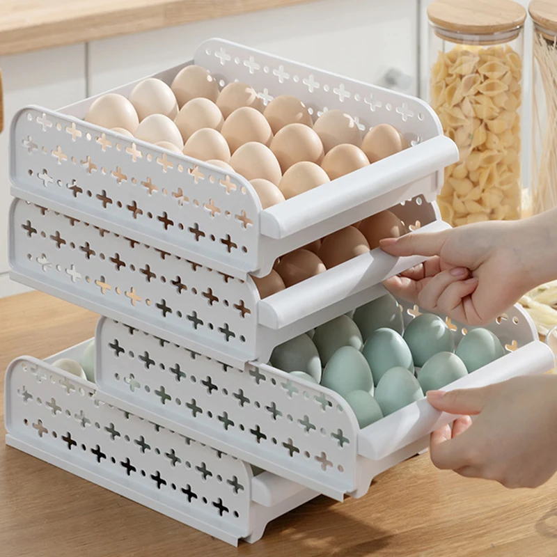 Home Fridge Food Fresh Keep Storage Box PP Drawer Type 20 Grids Egg Storage Box Multi-Purpose Space Saver Drawer Organizer Box