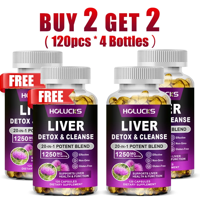 Holucks Liver Detox Cleanse Capsules, for Liver Kidney Health, Digestive, Immune Support,with Milk Thistle Extract,for Aldult