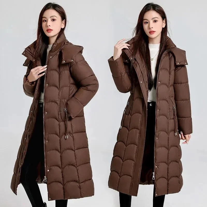 

New Winter Women Parka Hooded Jackets Thicken Warm Cotton-padded Puffer Coats Casual Long Parkas Clothes Loose Outerwear Q22