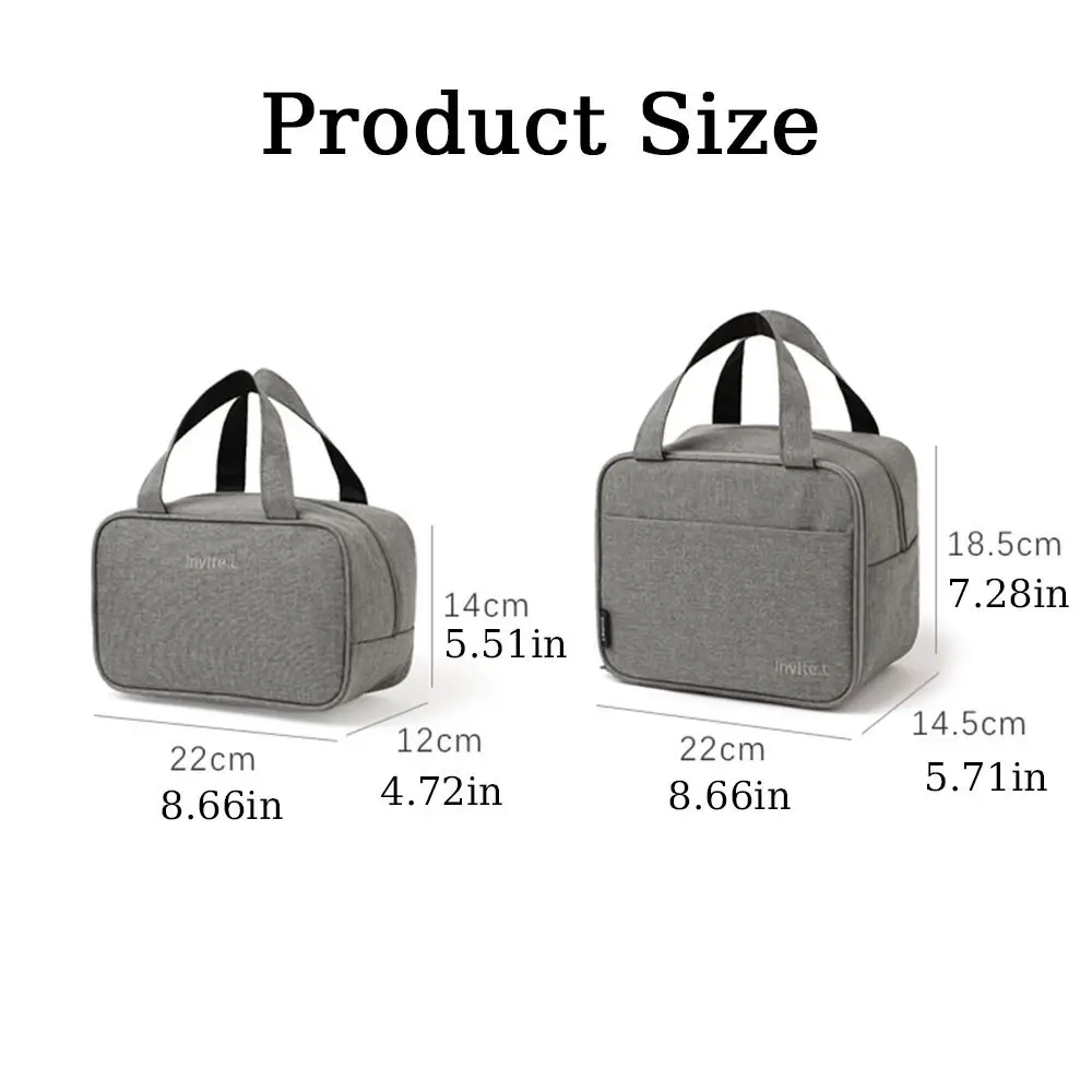 Portable Foldable Insulated Bag Double Layer Large Capacity Thermal Lunch Box Commuting Leak-Proof Cooler Lunch Handbag Office