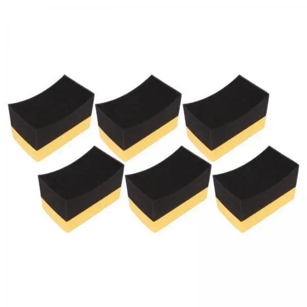 Auto Detailing Cleaning Sponge Curved Tire Applicator Pad Yellow Black for Waxing Polishing Tight Spaces and Seam Cleaning