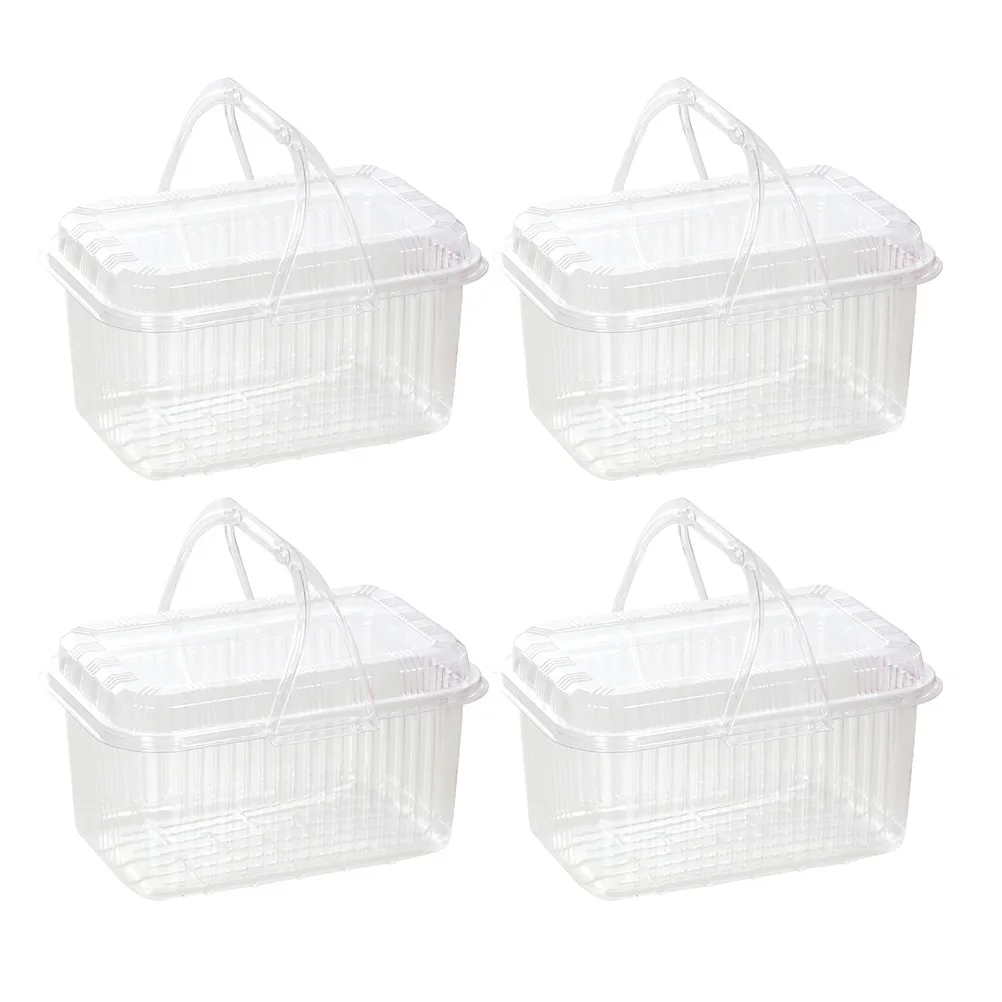 

4Pcs Food Packaging Baskets Versatile Storage Premium Plastic Home Kitchen Bedroom Office Fruit Vegetable Portable Container