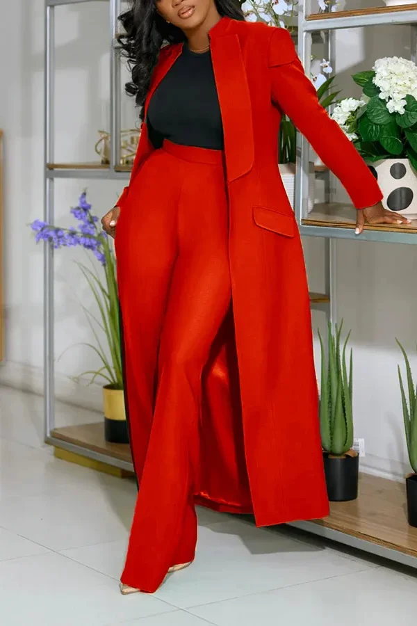 Women's Set Full Sleeve X-Long Blazer Coat+ Long Pant Suit 2025 Spring Streetwear Two 2 Piece Set Africa OL Work Outfits