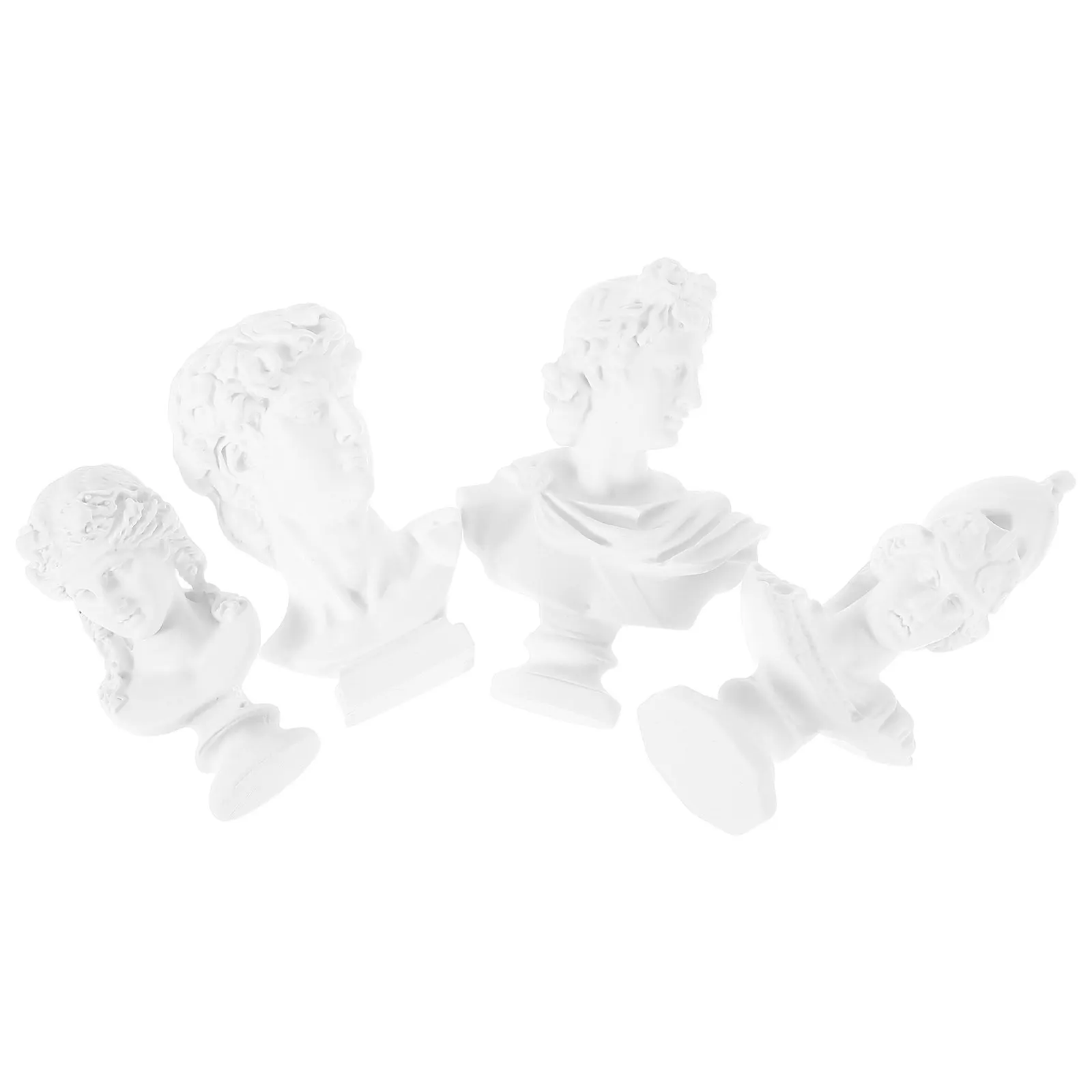 4Pcs Artistic Sculpture Mini Resin Busts Realistic Plaster Texture Decorative Statue Props for Home Decor and Sketching
