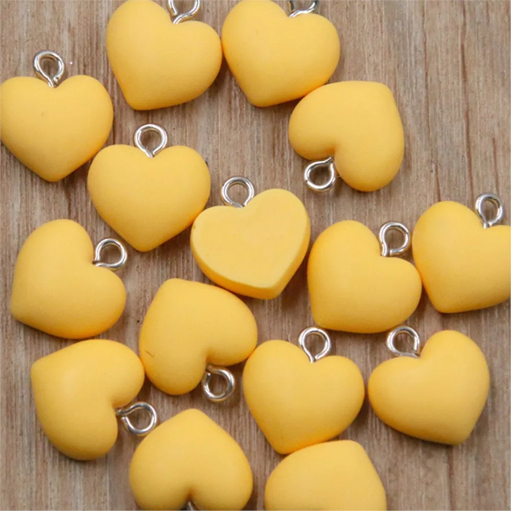 20Pcs 13X15mm Colorful Hearts Resin Charms Keychain Pendants For DIY Earring Bracelet Necklace Jewelry Making Accessories