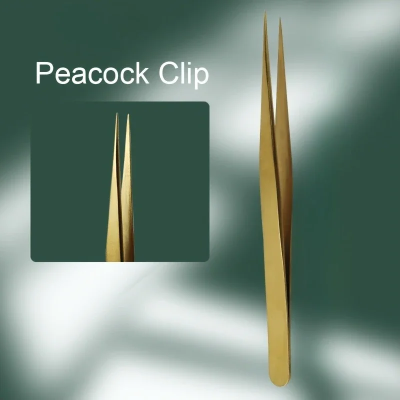 Stainless Steel Eyelash Grafting Tweezers High Precision Lash ClipTransplant Eyebrow Tools for Beginners Golden Laser