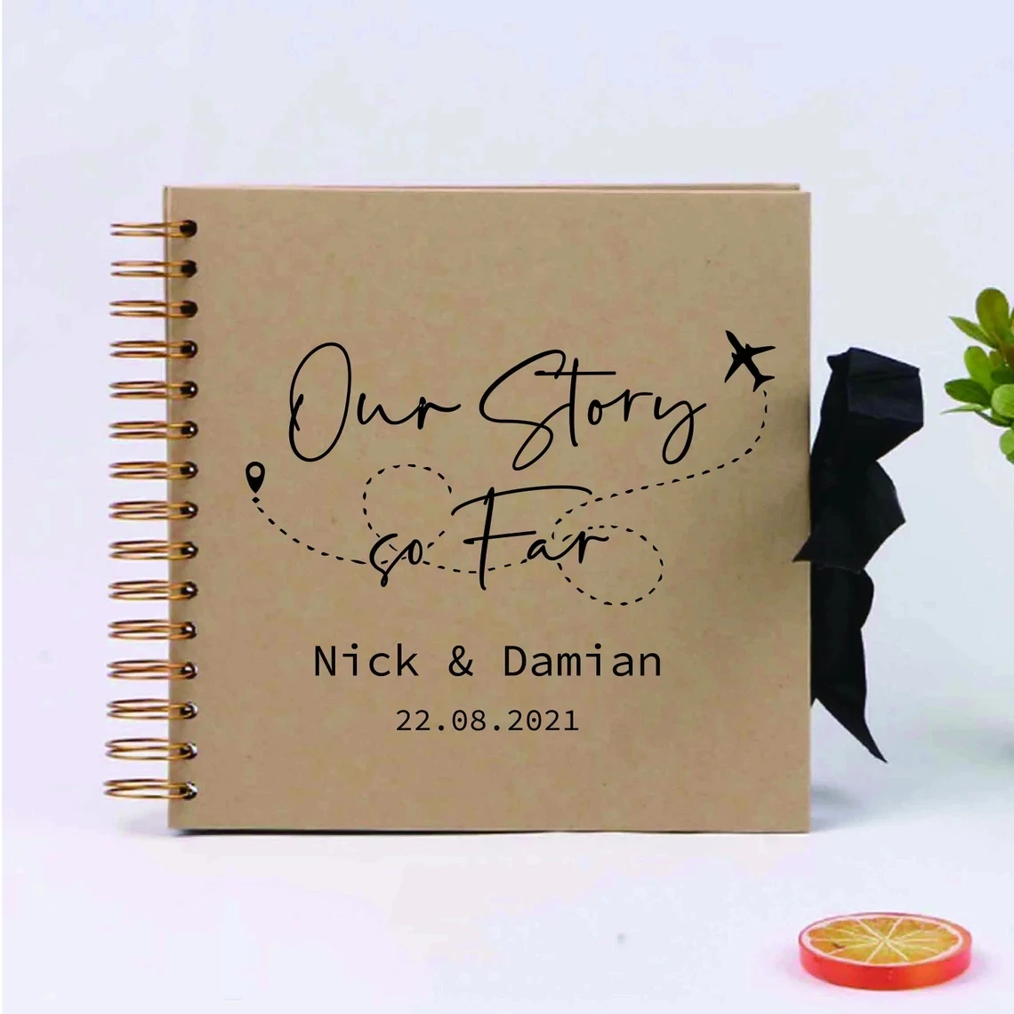 Our Story So Far Scrapbook/ Spiral Bound Kraft Photo Album/Couple Memory album/ Wedding scrapbook /Anniversary Gift Album/Ribbon